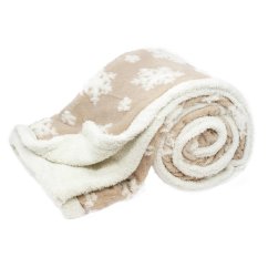 Vánoční mikroflanelová deka LUX - Vločky - béžová