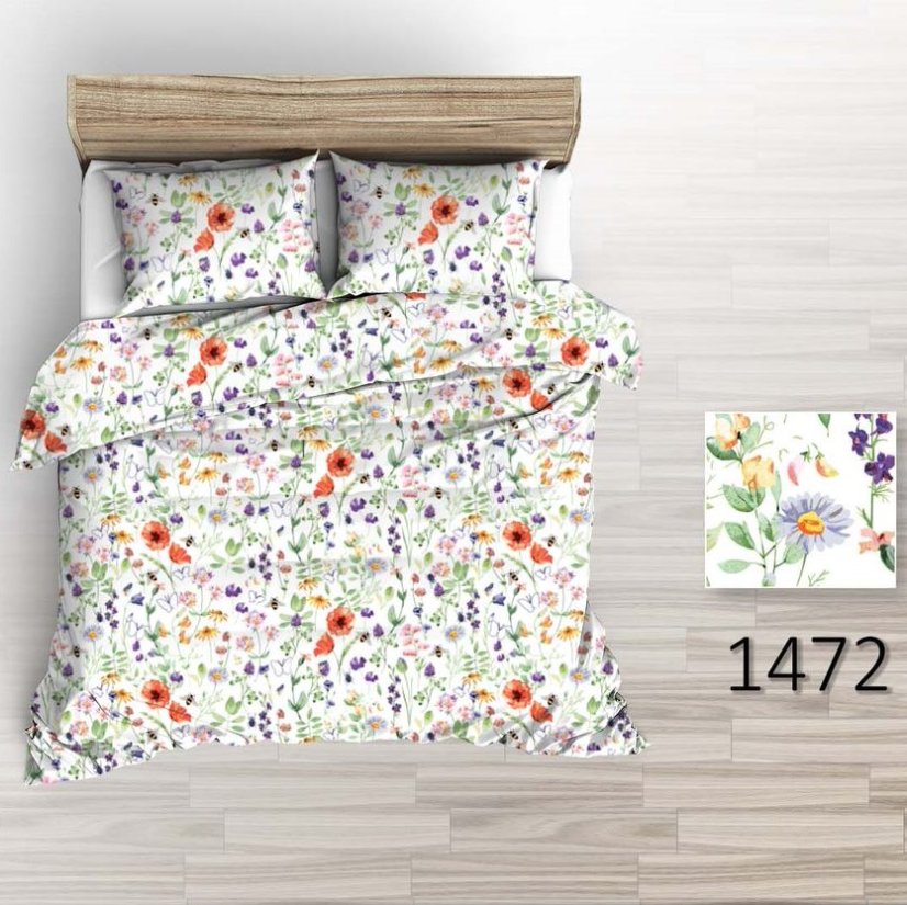 Povlečení hladká bavlna LUX - Rozkvetlá louka - Rozměr povlečení: 140x200+70x90