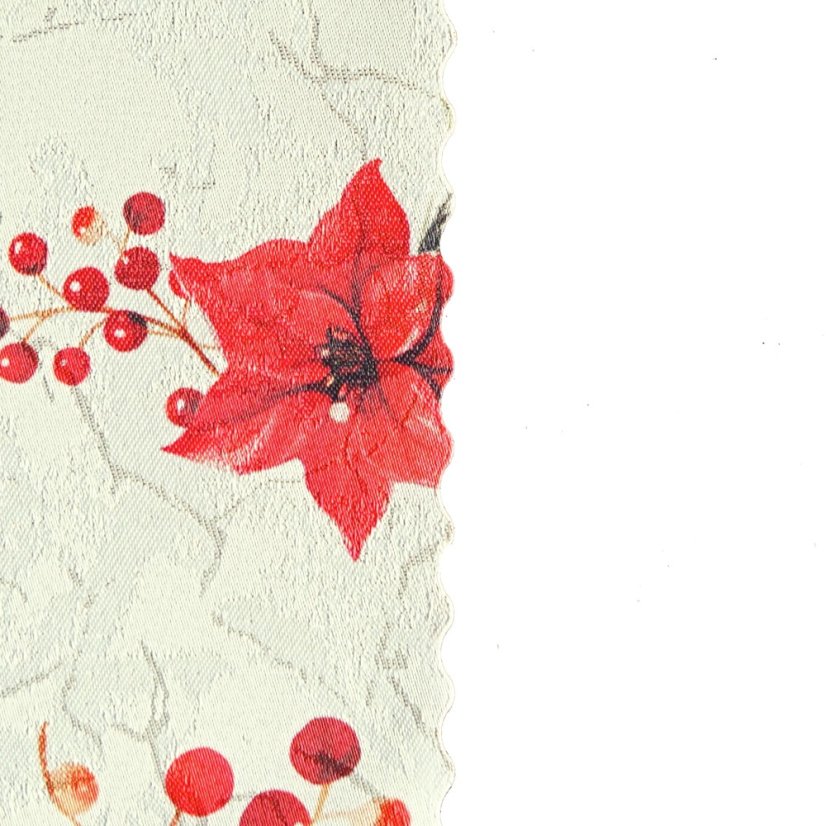 Vánoční běhoun v metráži - Štědrovečerní květy - Šíře materiálu ↔ (cm): 38, Vyber okraje: pouze střih