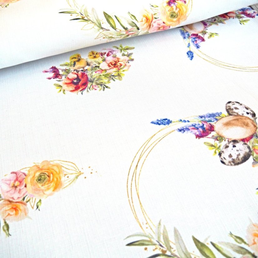 Látka na ubrusy Velikonoční věnec - Šíře materiálu ↔ (cm): 160