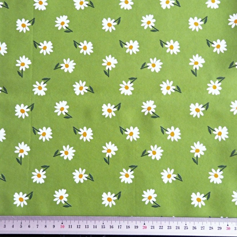 PVC ubrusovina - Kytičky - zelená