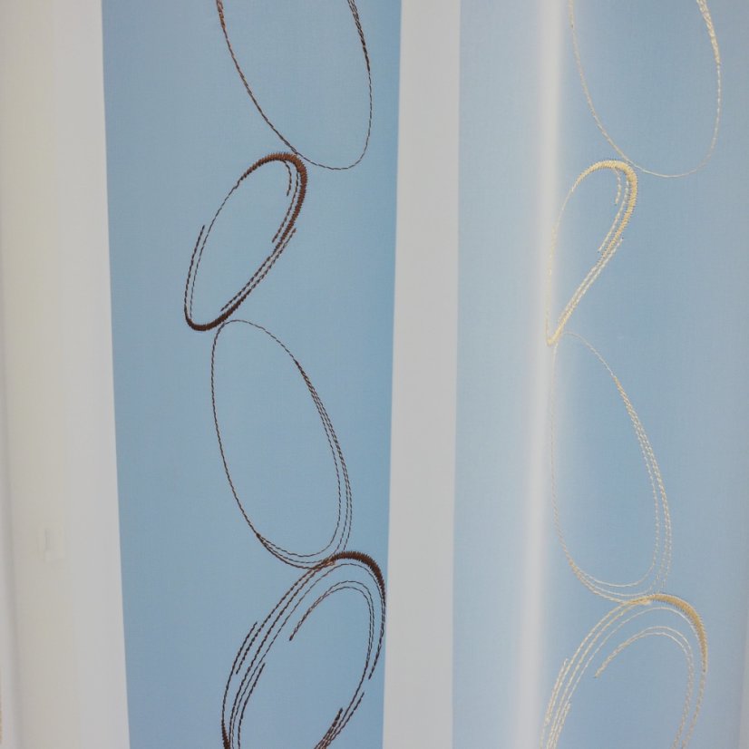 Vyšívaný voál Pallas - krém/hnědá - Vyber výšku ↕ (cm): 290, Vyber šití: bez obšití