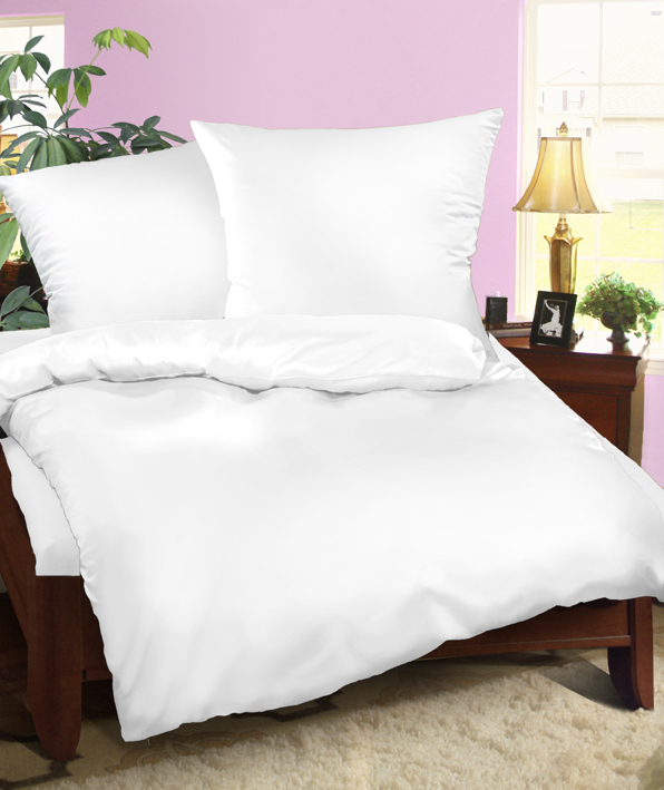 Povlečení bavlněný satén UNI - bílá - Rozmer obliečky: 140x200+70x90