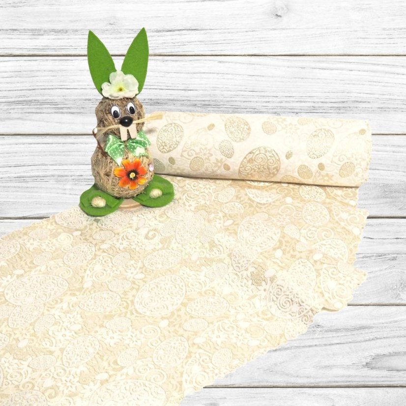 Velikonoční běhoun v metráži Zlatá vejce - Šíře materiálu ↔ (cm): 38, Vyber okraje: pouze střih