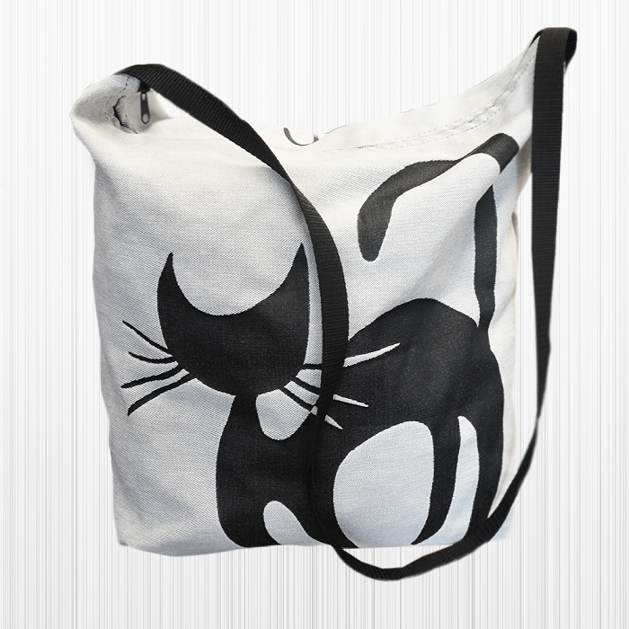 Plátěná taška přes rameno s kočkou